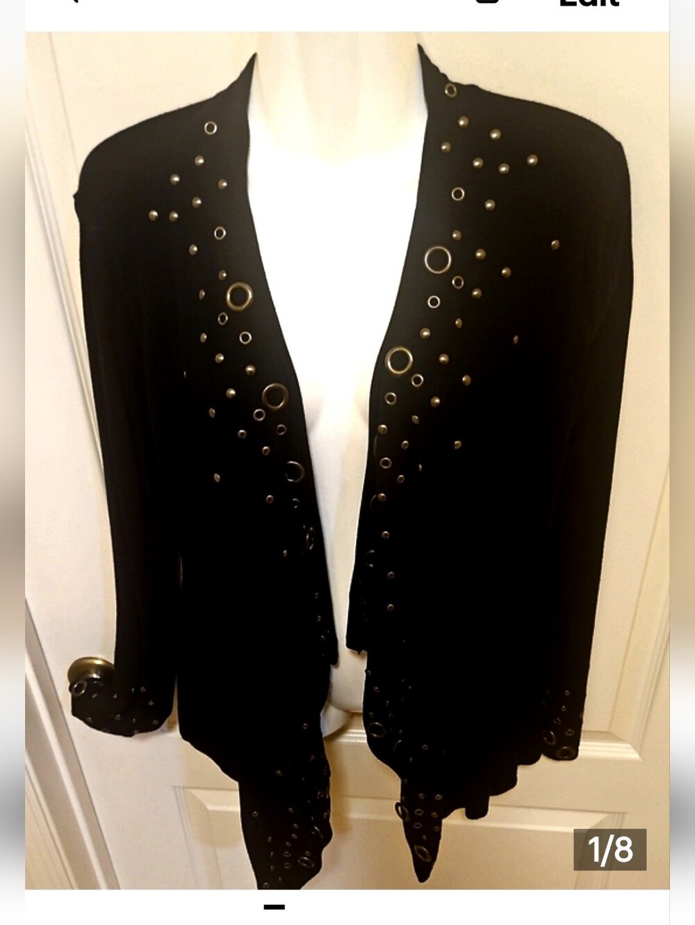 Red Brand Black Cardigan W Silver Grommets RN#105140